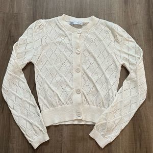 NWOT Zara Pointelle Knit Button Up Cardigan